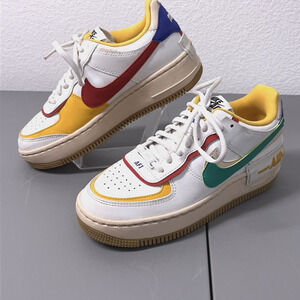NIKE Air Force 1 Shadow Womens US 6 MultiColor Leather Sneakers DX3718-118 Shoes